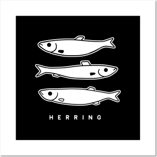 Herring fish, simple, minimal line art for marine life fans Posters and Art